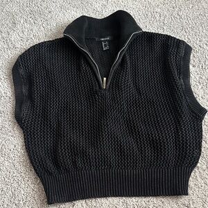 Forever 21 Black Knit Zip-Up Top